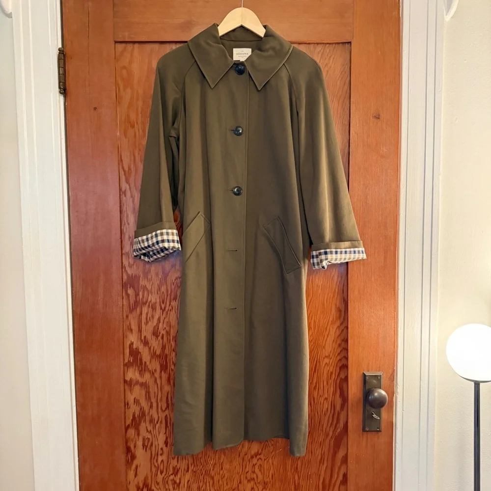 Sezane Clyde Coat Dark Khaki - Size 4 - Picture 2 of 10